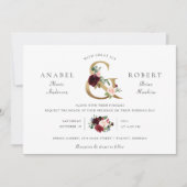 Invitation Flore Burgundy Blush Gold Ampersand Typographie (Devant)