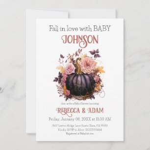 Invitation Flore Citrouille noir chute en amour avec Baby sho