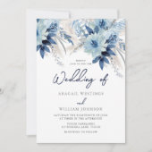 Invitation Flore couleur bleu pâle avec Mariage de marine (Devant)