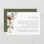 Invitation Flore Crème Crème vert Vert automne Détails Insert (Devant / Derrière)