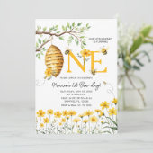 Invitation Flore d'abeilles Notre petit miel L'abeille tourne (Debout devant)