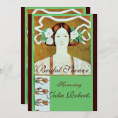 INVITATION FLORE / DAME AVEC ROSES BLANCHES FÊTE DES MARIÉES (Devant / Derrière)