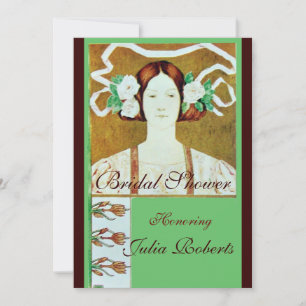 INVITATION FLORE / DAME AVEC ROSES BLANCHES FÊTE DES MARIÉES