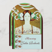 INVITATION FLORE / DAME AVEC ROSES BLANCHES FÊTE DES MARIÉES (Devant / Derrière)