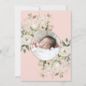 Invitation Flore d'aquarelle blanche avec Baptême photo bébé (Dos)