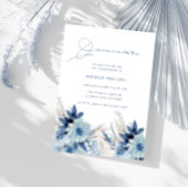 Invitation Flore d'aquarelle bleu Dusty Quinceañera