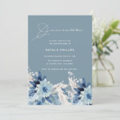 Invitation Flore d'aquarelle bleue Moderne Quinceañera Party (Debout devant)