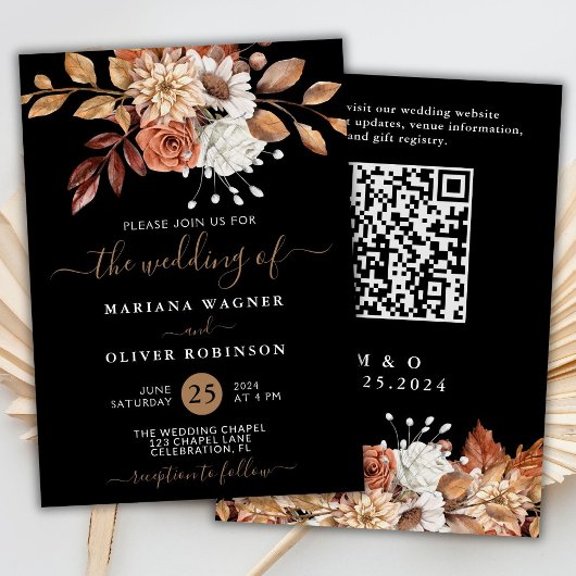 Invitation Flore d'aquarelle d'automne sur le Mariage de code