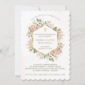 Invitation Flore d'aquarelle neutre| Première sainte communio (Devant)