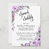 Invitation Flore d'aquarelle violette Brunch & Bubbly (Devant)