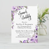 Invitation Flore d'aquarelle violette Brunch & Bubbly (Debout devant)