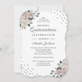 Invitation Flore d'argent clair Confetti Quinceanera Invitati (Devant)