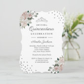 Invitation Flore d'argent clair Confetti Quinceanera Invitati (Debout devant)