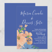 Invitation Flore de broche Script Mariage Aquarelle en gras (Devant / Derrière)