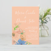 Invitation Flore de broche Script Mariage Bold Aquarelle Invi (Debout devant)