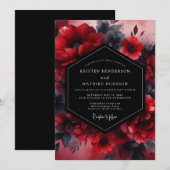 Invitation Flore de Crépuscule Écarlate Mariage (Devant / Derrière)