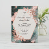 Invitation Flore de cuivre à l'eau noire et Turquoise (Debout devant)