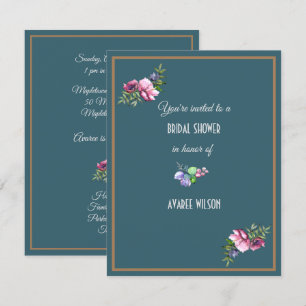 Invitation Flore de Fêtes des mariées d'eau foncée