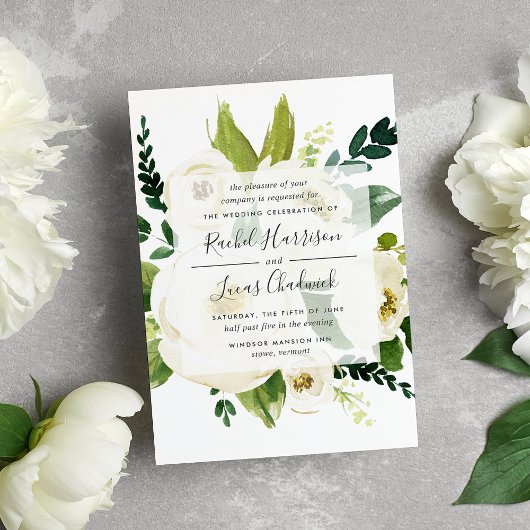 Invitation Flore de l'Albâtre | Mariage botanique vert et bla