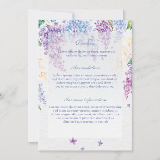 Invitation Flore de printemps Lilac Direction Mariage Floral (Devant)