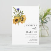 Invitation Flore de tournesol minimal Plaque tout en un seul  (Debout devant)