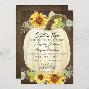 Invitation Flore de tournesol russe Citrouille blanc Bois rus