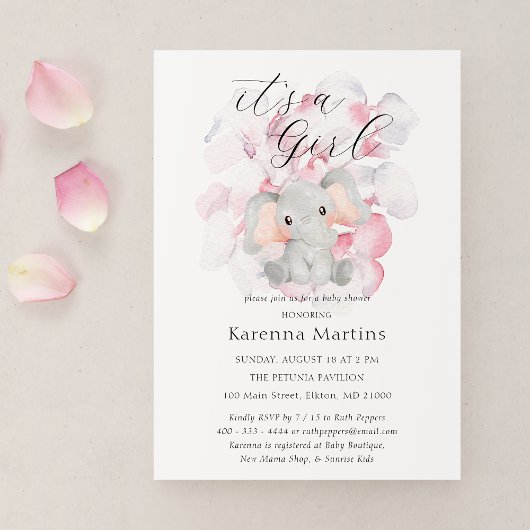 Invitation Flore d'éléphant moderne C'est un Baby shower de f