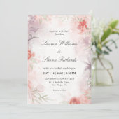 Invitation Flore délicate blanche et violet rose doux personn (Debout devant)