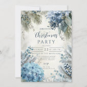 Invitation Flore d'hiver bleu Noël (Devant)