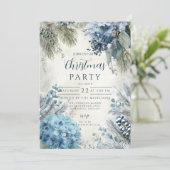 Invitation Flore d'hiver bleu Noël (Debout devant)