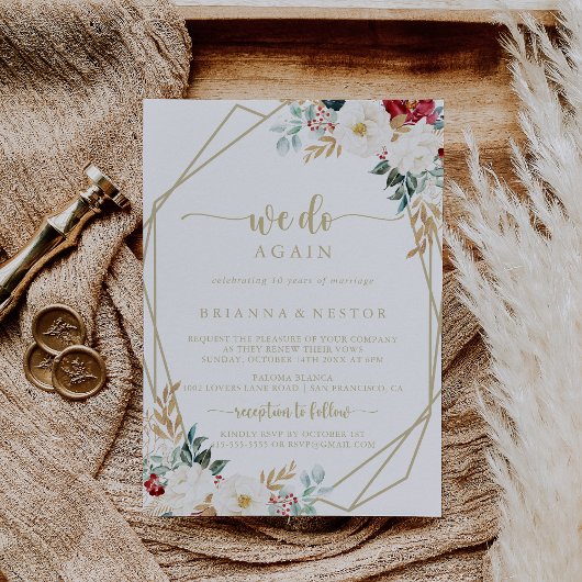 Invitation Flore D'Or Classique Nous Refaisons Vow Renouvelle