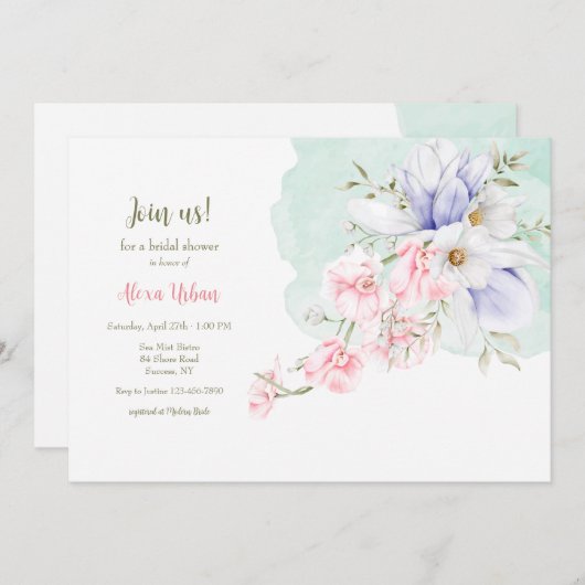 Invitation Flore doux (Devant / Derrière)