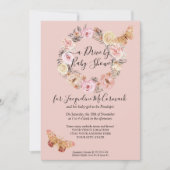 Invitation Flore Dusty Rose Wreath Butterfly Drive Par Douche (Devant)