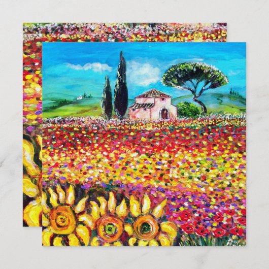 Invitation FLORE EN TOSCANE/ Champs, Pépites et tournesols (Devant / Derrière)