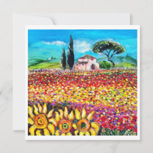 Invitation FLORE EN TOUSCANE/ Champs, Pavots et Tournesols