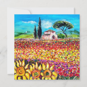 Invitation FLORE EN TOUSCANE/ Champs, Pavots et Tournesols