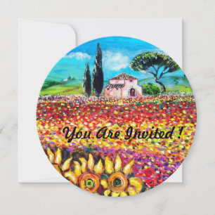 Invitation FLORE EN TOUSCANE/ Champs, Pavots et Tournesols