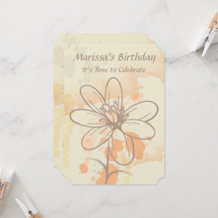 Invitation Flore esquissée sur étoffes d'aquarelle Anniversai