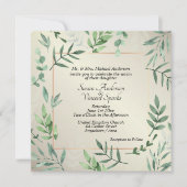 Invitation Flore et faune élégante Touche de Mariage or (Devant)