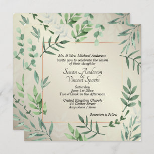 Invitation Flore et faune élégante Touche de Mariage or