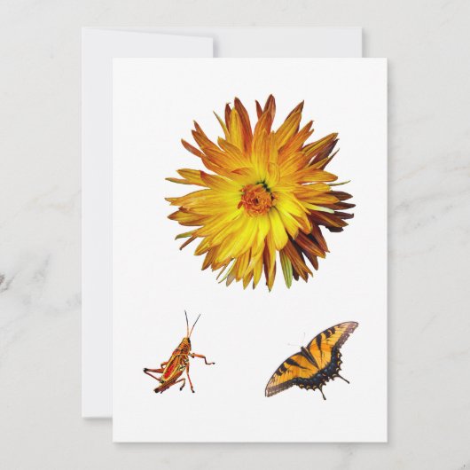 Invitation Flore et faune jaunes (Devant)