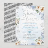 Invitation Flore Fête des mariées d'hiver Flocon de neige Inv (Devant / Derrière)