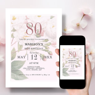 Invitation Flore floue 80e anniversaire
