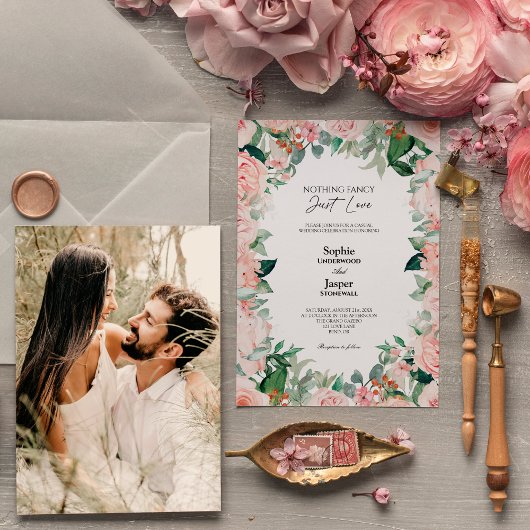 Invitation Flore floue blanc simple Rien de bien Photo