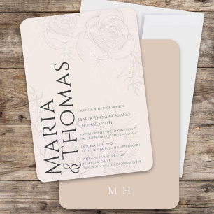 Invitation Flore floue élégant Ampersand Script Typographie