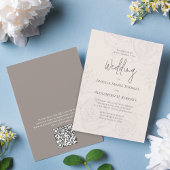 Invitation Flore floue élégant simple | Code QR