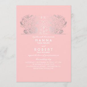 Invitation Flore floue - Romance éternelle Mariage d'argent