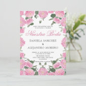 Invitation Flore flush verdure Nuestra Boda Mariage espagnol (Debout devant)