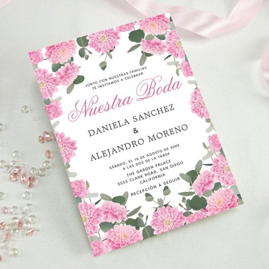 Invitation Flore flush verdure Nuestra Boda Mariage espagnol