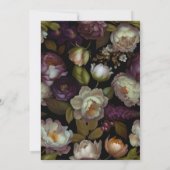 Invitation Flore foncé | Elegant Moody moderne Mariage noir (Dos)